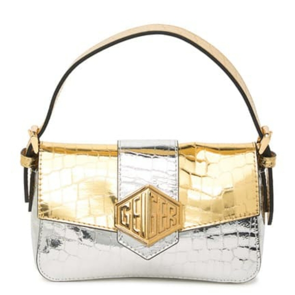 Kurt Geiger Handbags - Kurt Geiger Two-Tone Croc Embossed Leather Satchel